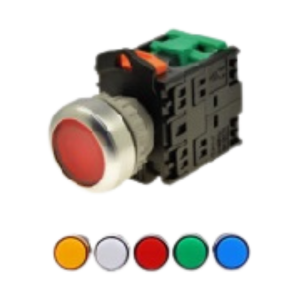 สวิตซ์กดมีแลมป์หัวเรียบ (ชนิดหลอดธรรมดา) LED TEND NO.TN2IF-L1AB Push button switch &amp; Pilot Lights , 22/25 mm.(Red)