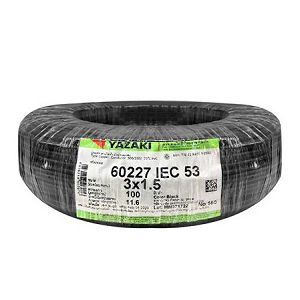 สายไฟกลมดำ THAI YAZAKI Wire Cable : VCT , 3 x 1.5 sqmm. (100 mt/ea)