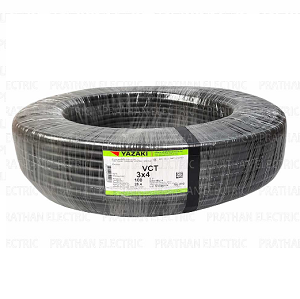 สายไฟกลมดำ THAI YAZAKI Wire Cable : VCT , 3 x 4 sqmm. (100 mt/ea)