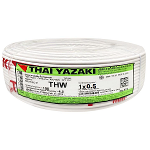 สายไฟ THAI YAZAKI Cable wire : THW White , 1 x 0.5 sqmm. (100MT/EA)