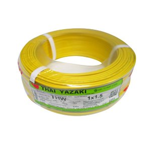 สายไฟ THAI YAZAKI Cable wire : THW Yellow , 1 x 1.5 sqmm. (100MT/EA)