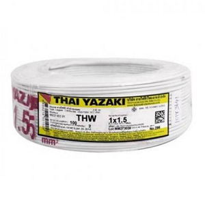 สายไฟ THAI YAZAKI Cable wire : THW White , 1 x 1.5 sqmm. (100MT/EA)