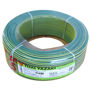 สายไฟ THAI YAZAKI Cable wire : THW Green , 1 x 2.5 sqmm. (100MT/EA)