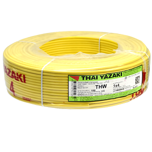 สายไฟ THAI YAZAKI Cable wire : THW Yellow , 1 x 4.0 sqmm. (100MT/EA)