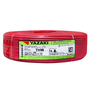 สายไฟ THAI YAZAKI Cable wire : THW Red , 1 x 6 sqmm.(100MT/EA)