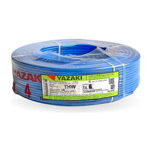 สายไฟ THAI YAZAKI Cable wire : THW Blue , 1 x 6 sqmm. (100MT/EA)