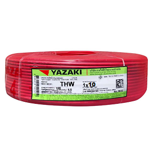 สายไฟ THAI YAZAKI Cable wire : THW Red , 1 x 10 sqmm. (100MT/EA)