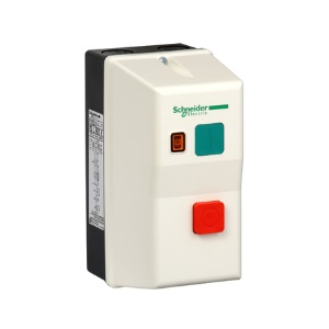 สตาร์ทเตอร์ชนิดมีโอเวอร์โหลดรีเลย์ SCHNEIDER No.LE1-M35Q708 Enclosed DOL starter,TeSys LE,1.8-2.6A,380V AC coil,including 1 LC1K,LR2K,2 pushbuttons,yellow indicator