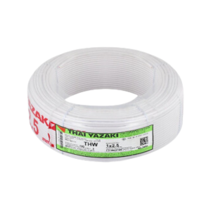 สายไฟ THAI YAZAKI Cable wire :VSF/THW(F) White , 1 x 2.5 sqmm. (100 MT/EA)