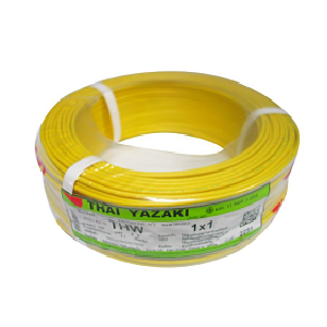 สายไฟ THAI YAZAKI Cable wire : THW Yellow , 1 x 1 sqmm. (100 MT/EA)