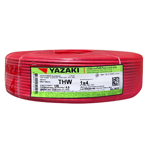 สายไฟ THAI YAZAKI Cable wire : THW Red , 1 x 4 sqmm. (100 MT/EA)