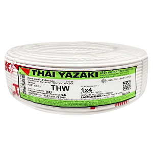 สายไฟ THAI YAZAKI Cable wire : THW White , 1 x 4 sqmm. (100 MT/EA)