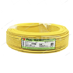 สายไฟ THAI YAZAKI Cable wire : THW Yellow , 1 x 6 sqmm. (100 MT/EA)