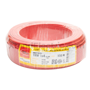 สายไฟ THAI UNION Cable wire : THW red , 1 x 4 sqmm. (90 MT/EA)