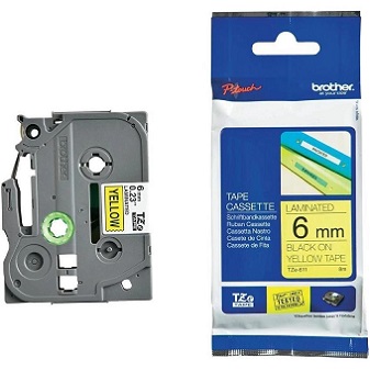 เทปเครื่องพิมพ์ BROTHER No.BTH-TZE-611 P-Touch Tape, 6 mm, Black-Yellow