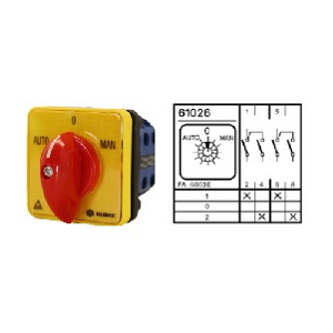 สวิตซ์สับเปลี่ยนสองทางมีตำแหน่งปิด QUBIX No.SA16-3-2/61026-B03E Rotary Switches with OFF 48 x 48 mm. ,2P 16A 3kW