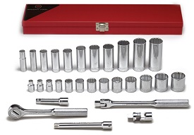 WRIGHT-TOOL NO.340 3/8&quot;Dr. Standard and Deep Socket Set 29pcs.