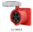 เต้ารับฝังหน้าตรงกันน้ำ DAKO No.HTN-4451 WaterProof Straight panel socket ,3P+N+E 125A IP67