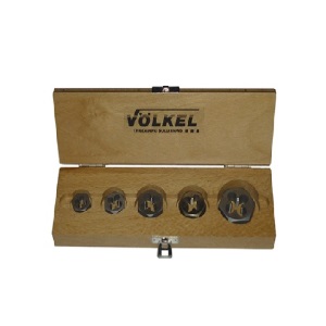 ชุดน็อตหกเหลี่ยม 5 ชิ้น VOLKEL No.49530 Hexagon die nut set HSS in wooden box UNC1/4&quot;- UNC1/2&quot;