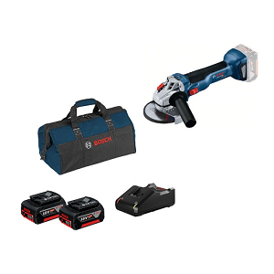 ชุดเครื่องเจียร์ไร้สาย BOSCH No.GWS 18V-10+GBH (0615990M29) 180 Li Cordless angle grinder , 100 mm. (Inc. Battery 4.0Ah x 2 + Charger + Bag)