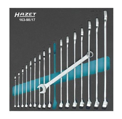 ชุดประแจแหวนข้างปากตาย 17ชิ้น HAZET No.163-98/17  Combination Ratcheting Head Wrench set , W344 x D342 (17/pcs/ea)