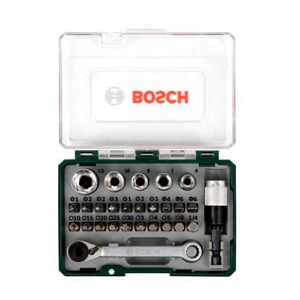 ชุดดอกไขควงและลูกบ็อกซ์พร้อมด้ามขัน BOSCH No.2607017459 Screwdriver Bit Blue Set : IXO SDB (27 pcs./Ea)