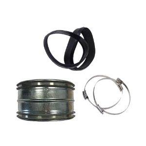 Nederman No.20373287 Hose Connector Galvanized Steel with Clip and Rubber Sleeves , 100 mm.