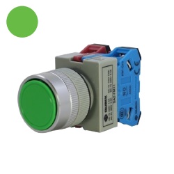 สวิตซ์กดหัวเรียบกดเด้งกลับ QUBIX No.SA2-FM10-G Control Switches :  22/25mm. , (Green)