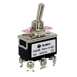 ท๊อกเกิ้ลสวิตซ์ QUBIX No.C523B Toggle Switch : 2P , 15A , 250 , 6ขั้ว / ON-OFF-ON