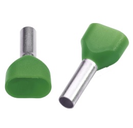 สลิปย้ำปลายสายหุ้มฉนวนไนลอนแบบคู่ K-KABLE No.CT2160014 Cord End Twin Sleeves : Size 2x16 mm. / (Green)