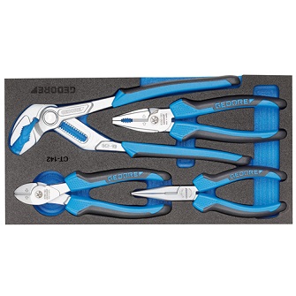 GEDORE No.1500 CT1-142 Pliers Set in 1/3 Check-Tool-Module For Dimensions : 157.5 x 310 x 35 mm