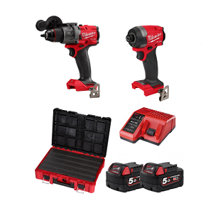 ชุดสว่านคอมโบ MILWAUKEE No.M18 FPPSJ3-853P SA Special Combo set Impact driver and Drill (Charger ,3battery 5Ah , Glove Drill bit ,Driver bit and Packout box