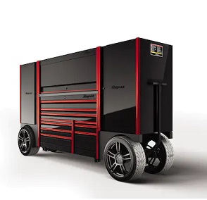 SNAP-ON No.KEVN68TA7BLU Double-Bank EPIQ™ Utility Vehicle with SpeeDrawer (Gloss Black, Red Trim with Bed Liner Top and Fenders)