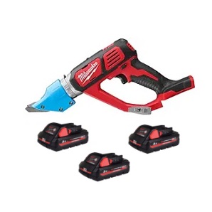 กรรไกรตัดโลหะ MILWAUKEE No.M18 2636-20-3 Cordless 14 Gauge Double Cut Shear (3x Battery 3Ah)