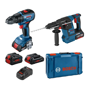 ชุดสว่านไร้สาย BOSCH No.GSB 18 V-50+GBH 18V-26F (0611909020) Cordless drill 18V (Charger , 2xBatt 2.0Ah)