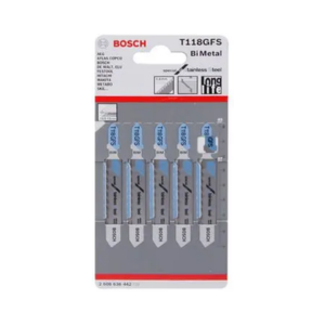 ใบเลื่อยจิ๊กซอว์ สแตนเลส BOSCH No.T118GFS (2608636442) Jigsaw blade : Stainless , 0.8mm. (5 Pcs./Ea)