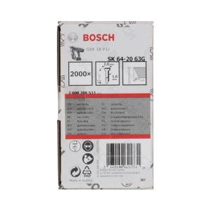 ตะปูยิงไม้ BOSCH No.2608200533 Stapling Nail SK64-20 for GSK-18 V-Li , 16G-63mm. (2000pcs/Box)