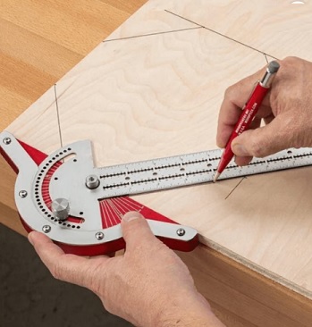 บรรทัดปรับองศา Woodworking Edge Ruler , 15&quot;