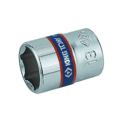 ลูกบ๊อกซ์สั้นขาว KING TONY NO.233513M 1/4&quot;Dr. Socket Shallow Chrome 13mm. 6P