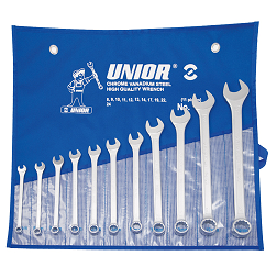 UNIOR NO.120-6 Set Combination Wrenches 8-17mm. (6pcs/set) ชุดประแจแหวนข้างปากตายยาว ในซองผ้า 