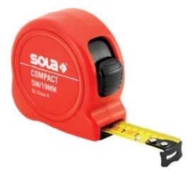 ตลับเมตร  SOLA NO.50500231 Compact CO 3 ME - SB short tape, 16 mm EC-class 2, mm/inch, on SOLA-card, 6 pcs