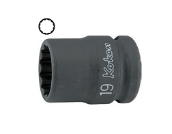 KOKEN NO.16406M-17 3/4&quot;Dr. Impact Socket Thin Wall 17mm. 12P ลูกบ๊อกซ์ลม สั้น ขอบบาง