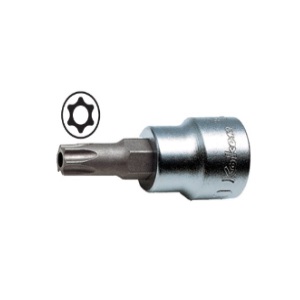 ลูกบ๊อกซ์เดือยโผล่ท๊อกซ์มีรู KOKEN NO.3025TH-L50-T10H 3/8&quot;Dr. Tamper Resistant Torx Bit Socket, T10H Size 18mm. L 50mm.