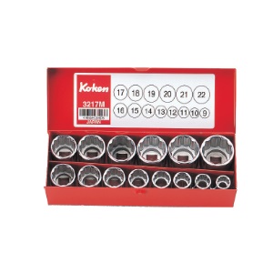 ชุดบ็อกซ์ KOKEN NO.3217M 3/8&quot;Dr. Set Socket Metric in Metal Box (14pcs/set)