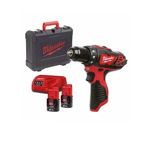 สว่านไร้สาย MILWAUKEE No.M12BDD-202C  M12 2-speed drill driver 10mm. 12V, 2pcs 2.0Ah