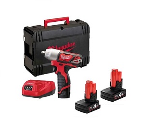 บล็อกกระแทกไร้สาย MILWAUKEE NO.M12BIW38-402C M12 impact wrench 3/8&quot;SD, 12V, 2pcs 4.0Ah