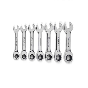 SNAP-ON NO.OXIRM707 Set Wrench Metric Combination Flank Drive Ratcheting Box/Open End Short 7pcs.