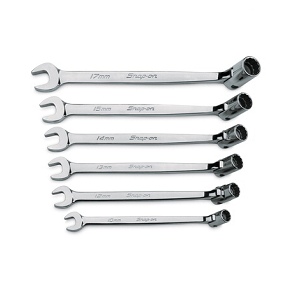 SNAP-ON NO.FHO611B Set Wrench Combination Flex-Head/Open End 12P (11 pcs.) (1/4&quot; to 7/8&quot;)