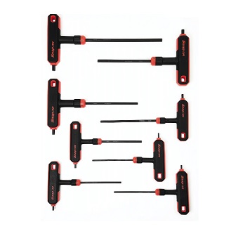 SNAP-ON NO.AWSG800A Set Wrench Hex Combination Tand L-Shape Soft Grip Red Handle 8 pcs.