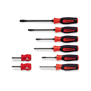 SNAP-ON NO.GSHDX80R Set Screwdriver Flat Tip/PHILLIPS Instinct Handle Ind. Finish Shank Red (8pcs.)